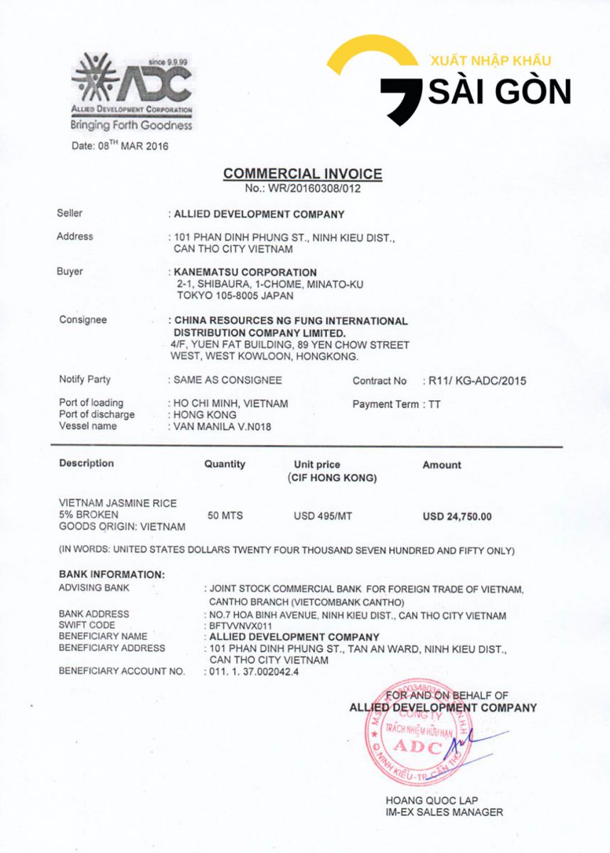 Nghiep vu xuat nhap khau hoa don thuong mai Commercial Invoice